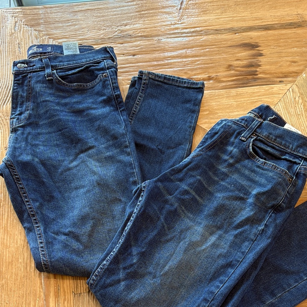 Hollister Men's Dark Wash Slim Jeans 2 pr Bundle